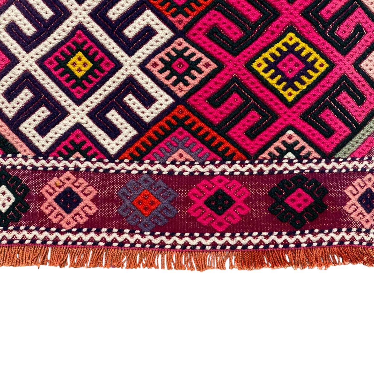 Small Boho Pink Cicim Kilim Rug - Kilim Art Gallery
