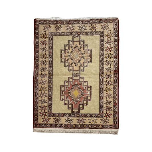 Small Hand Embroidered Silk Soumak Kilim Rug - Kilim Art Gallery