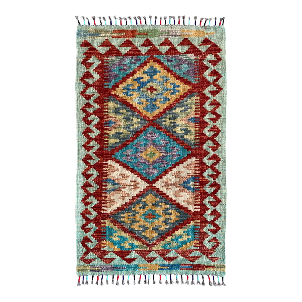 Small Qashqai / Caucasian Design Tribal Kilim Rug Doormat Bath Mat - Kilim Art Gallery