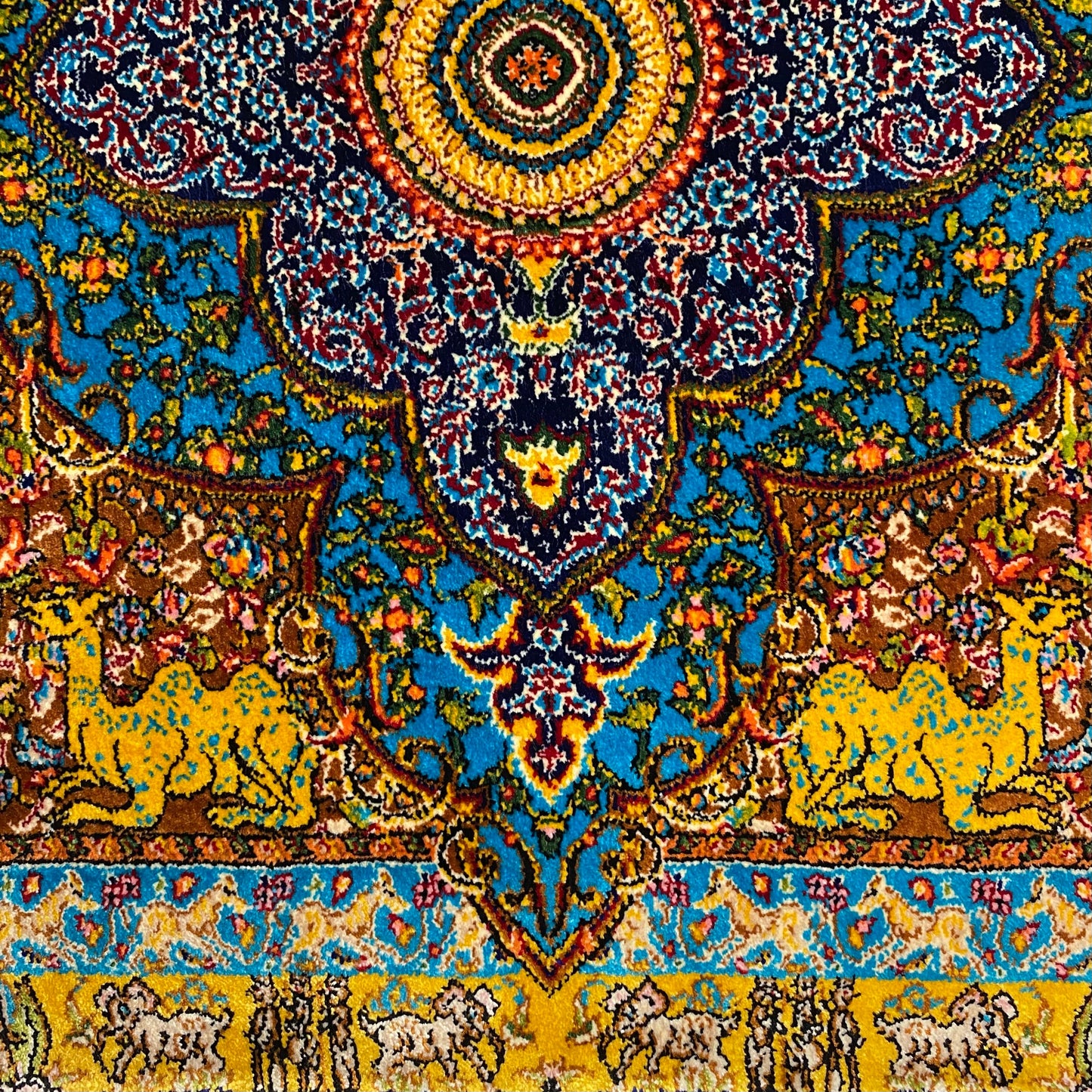 Small Square Modal Silk Rug - Kilim Art Gallery