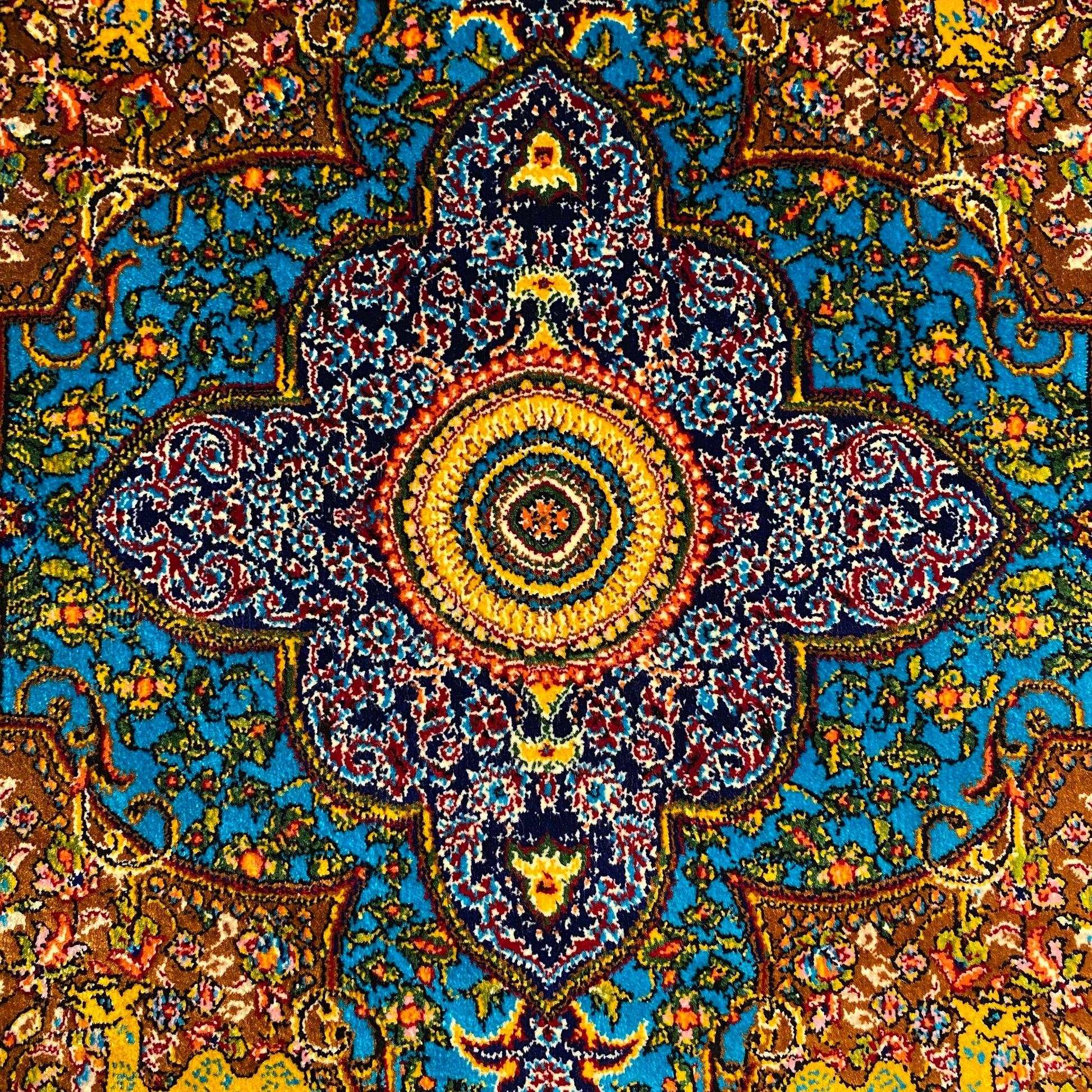 Small Square Modal Silk Rug - Kilim Art Gallery