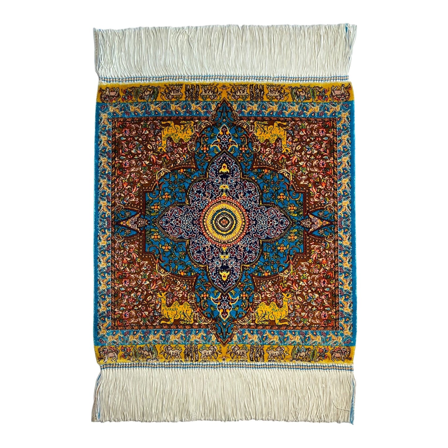 Small Square Modal Silk Rug - Kilim Art Gallery
