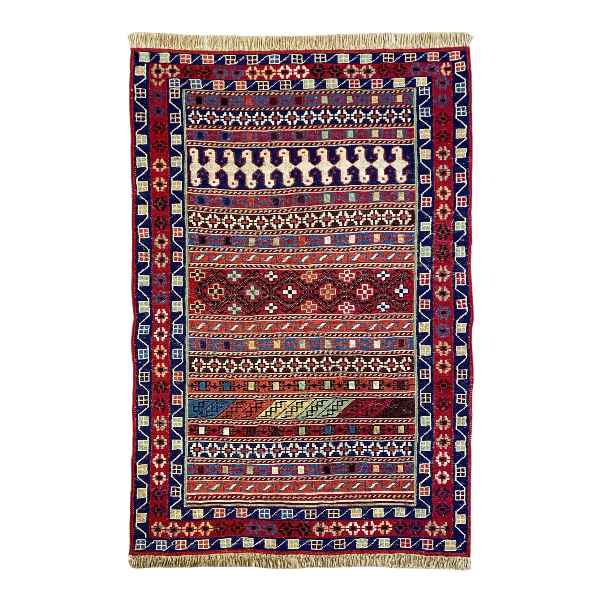 Small Tribal RahRah Soumak Kilim Rug - Kilim Art Gallery