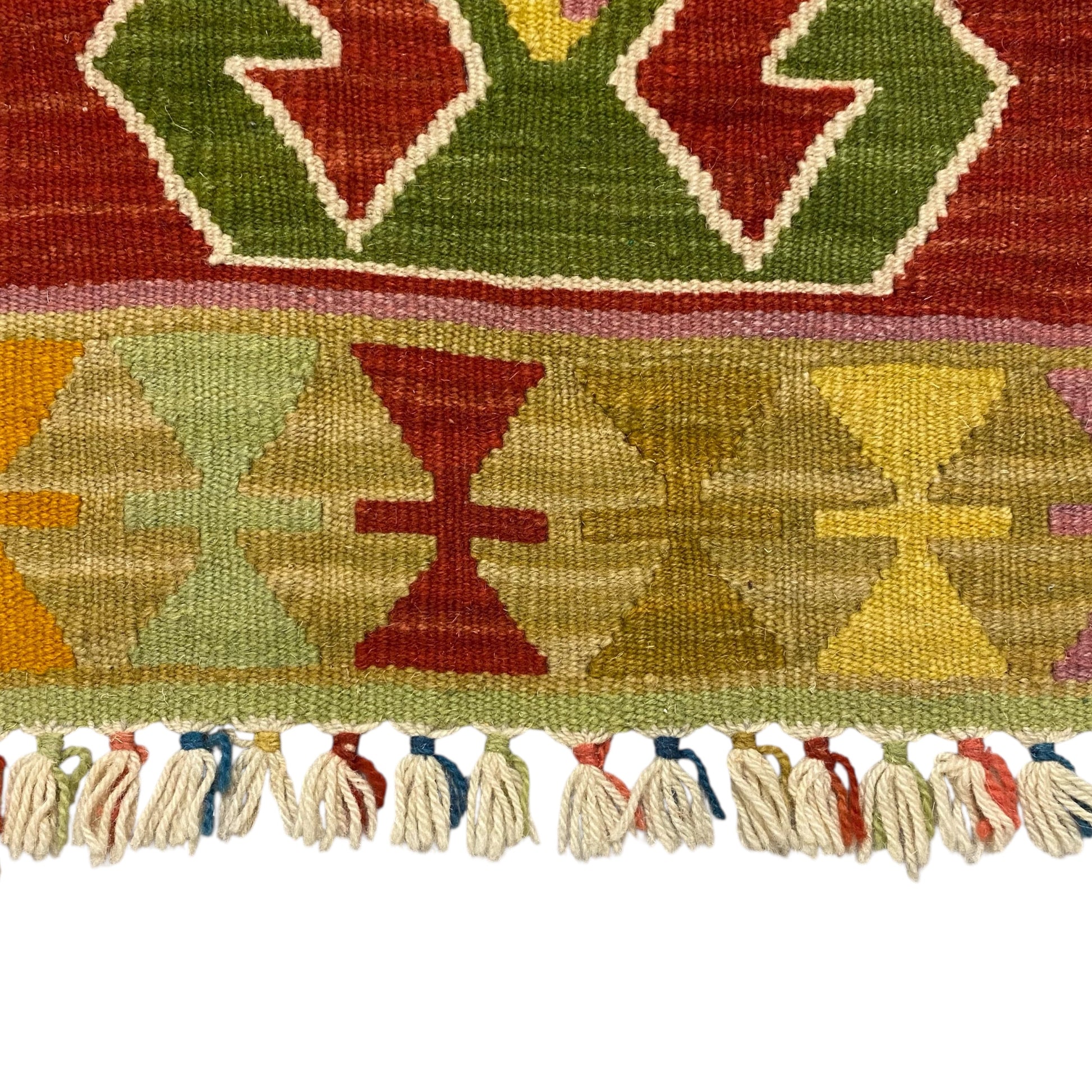 Small Turkish Wool Kilim with Hands on Hips Design - Kilim Art Gallery