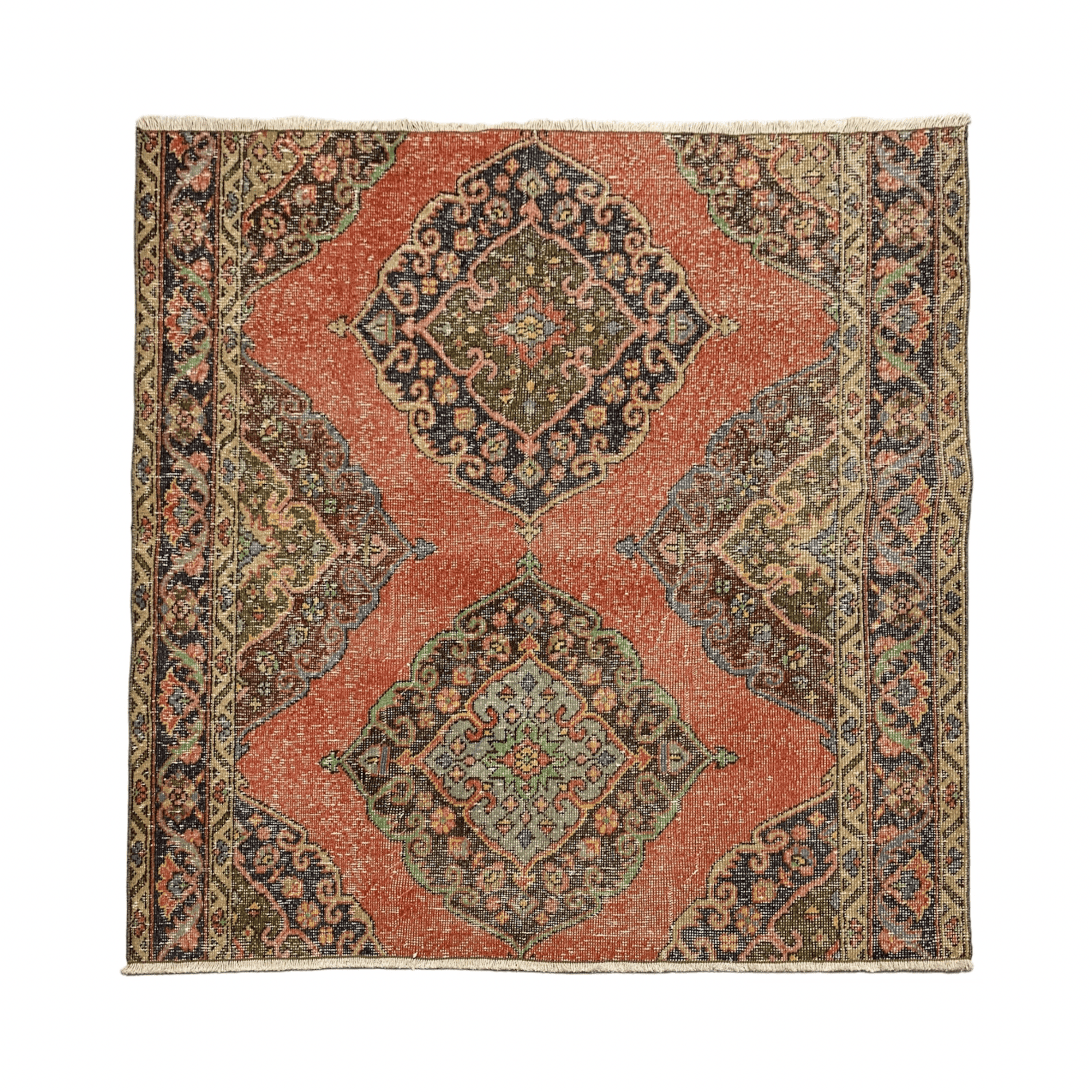 Square Shape Vintage Turkish Oushak Rug - Kilim Art Gallery