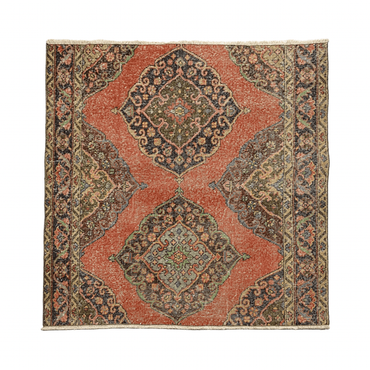 Square Shape Vintage Turkish Oushak Rug - Kilim Art Gallery