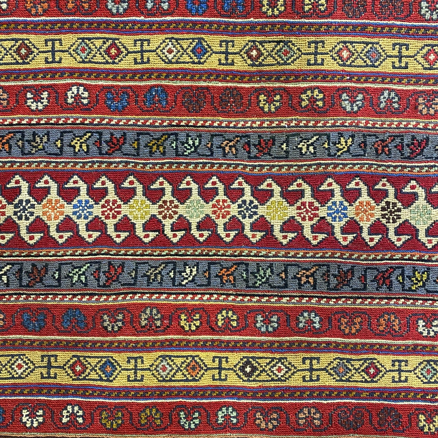 Striped Geometric Design Soumak Rug - Kilim Art Gallery