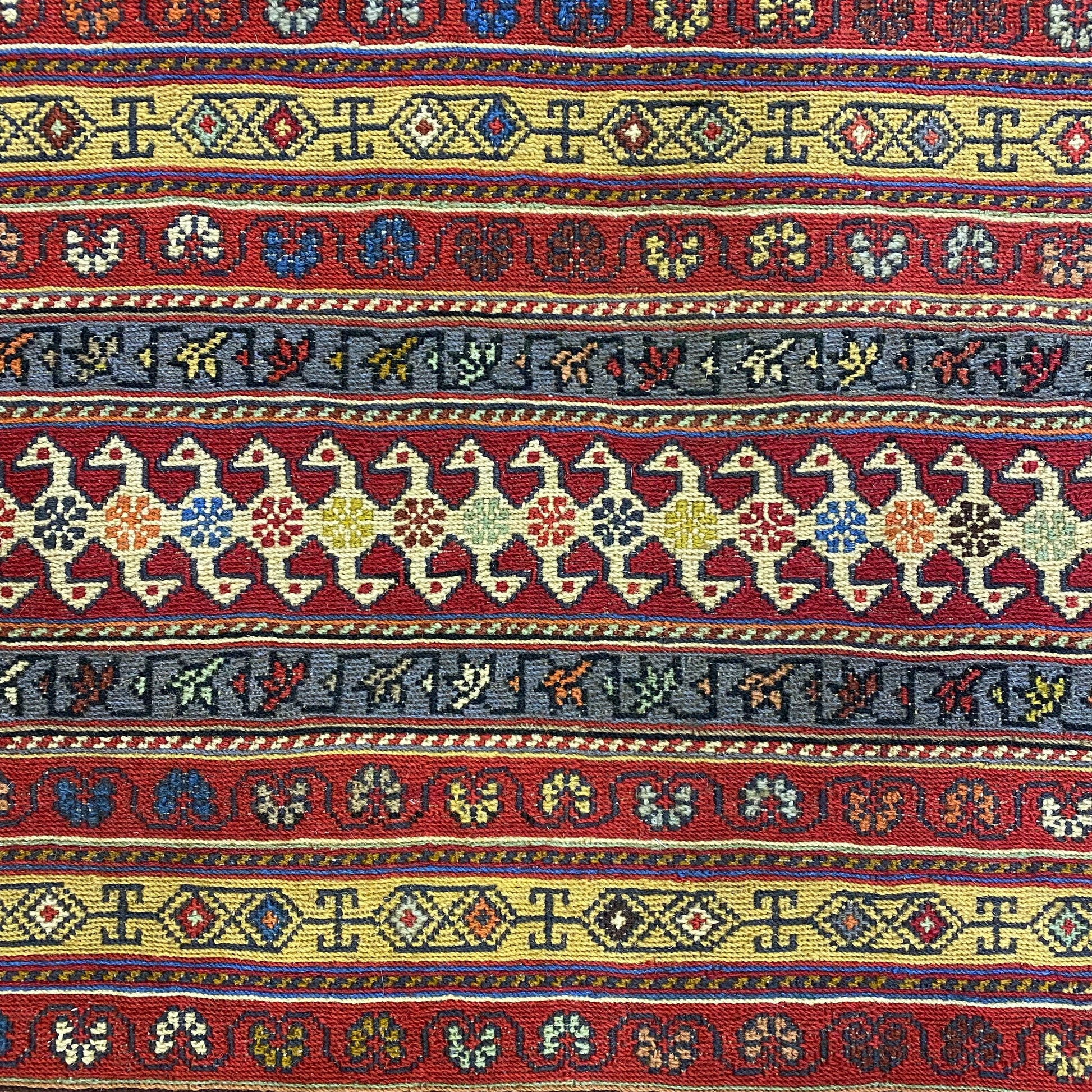 Striped Geometric Design Soumak Rug - Kilim Art Gallery