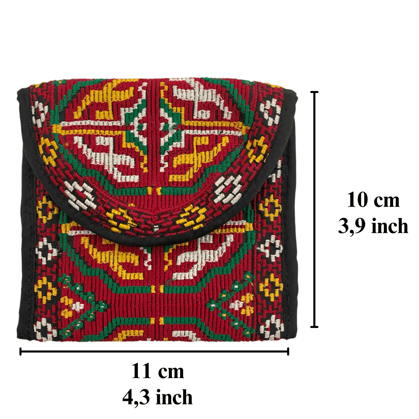 Tekke Buhara Embroidered Small Boho Pouch Purse Case - Kilim Art Gallery