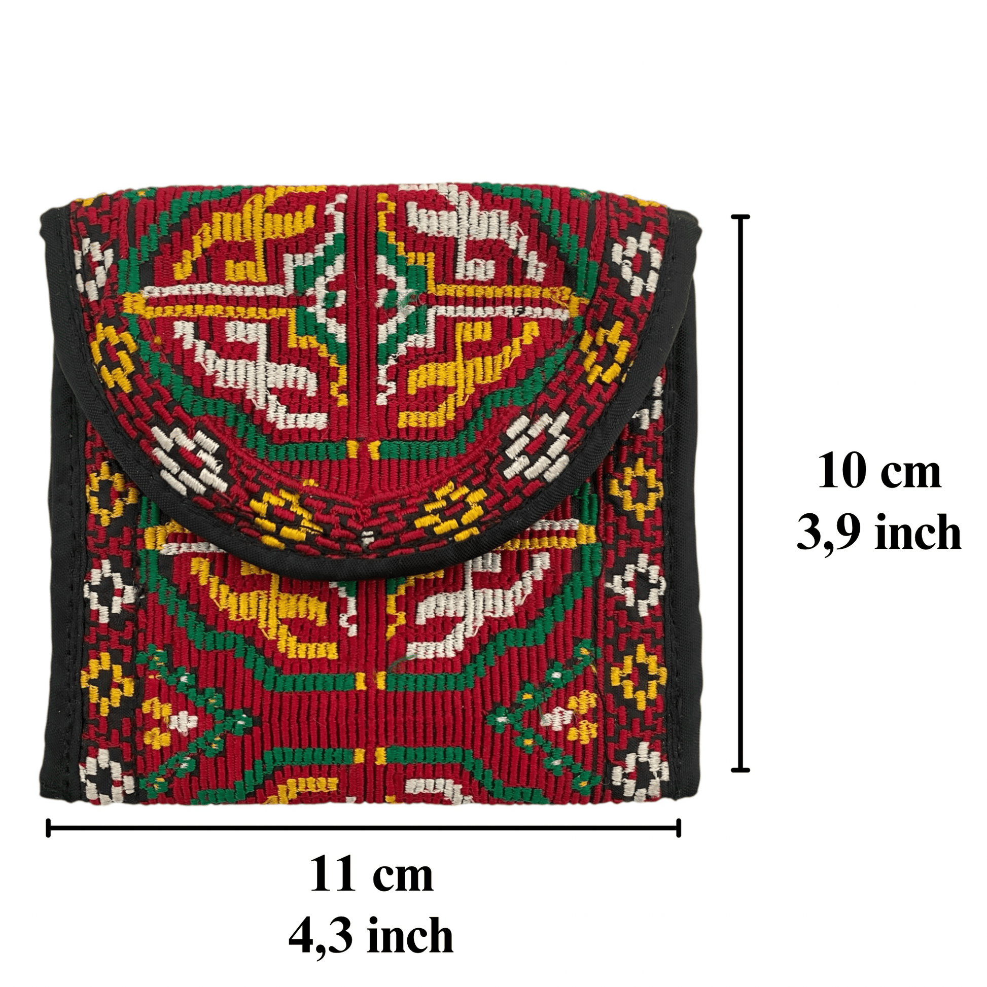 Tekke Buhara Embroidered Small Boho Pouch Purse Case - Kilim Art Gallery