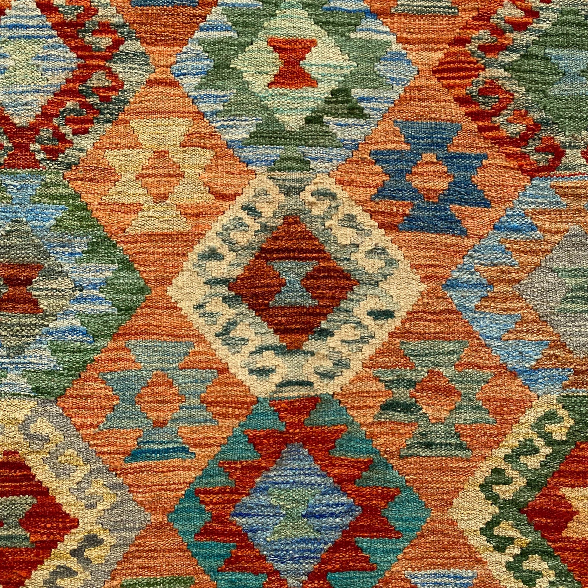 Terracotta / Orange Color Kelim Rug - Kilim Art Gallery