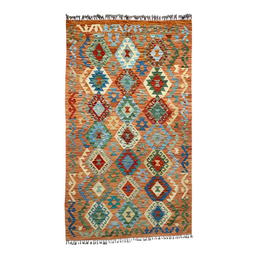Terracotta / Orange Color Kelim Rug - Kilim Art Gallery