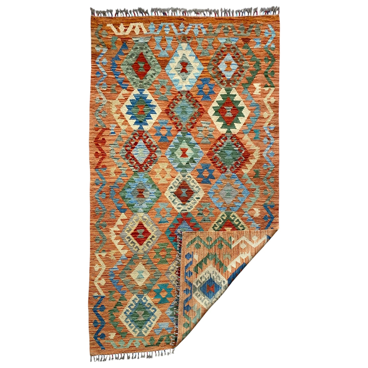 Terracotta / Orange Color Kelim Rug - Kilim Art Gallery