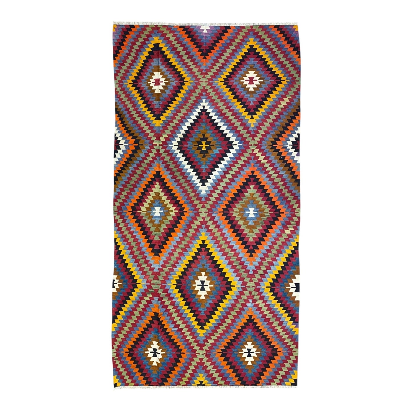 Turkish Afyon Dinar Eye Dazzler Area Kilim Rug - Kilim Art Gallery