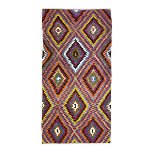 Turkish Afyon Dinar Eye Dazzler Area Kilim Rug - Kilim Art Gallery