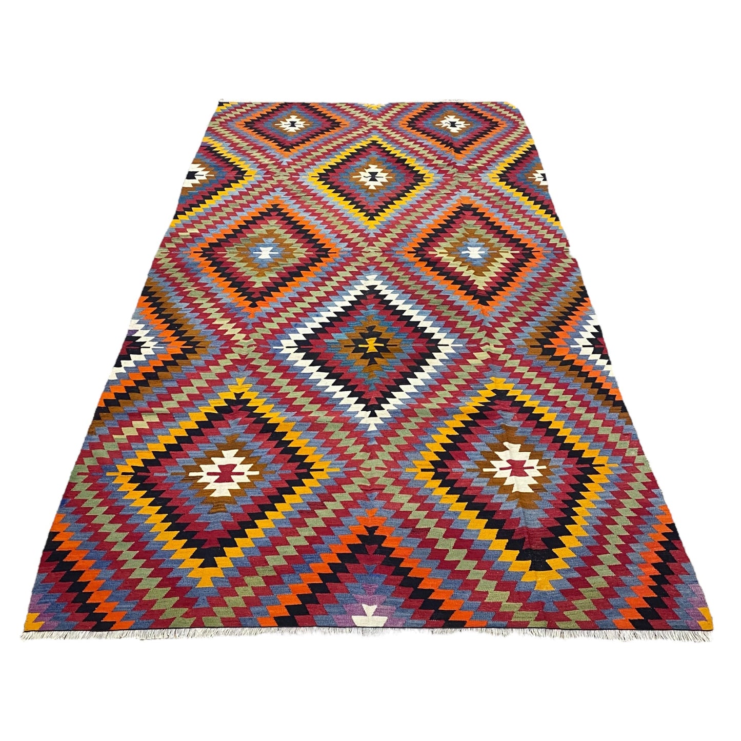 Turkish Afyon Dinar Eye Dazzler Area Kilim Rug - Kilim Art Gallery