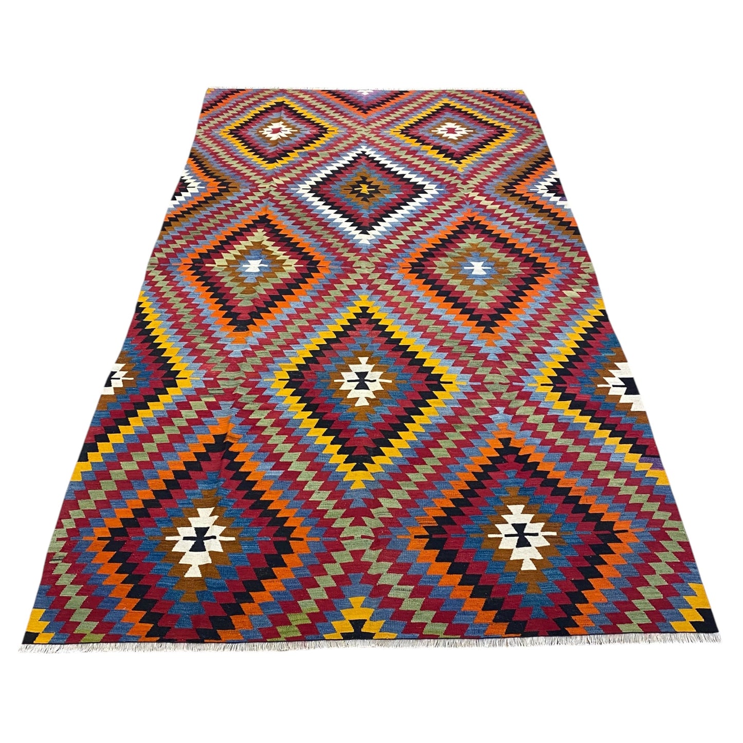 Turkish Afyon Dinar Eye Dazzler Area Kilim Rug - Kilim Art Gallery