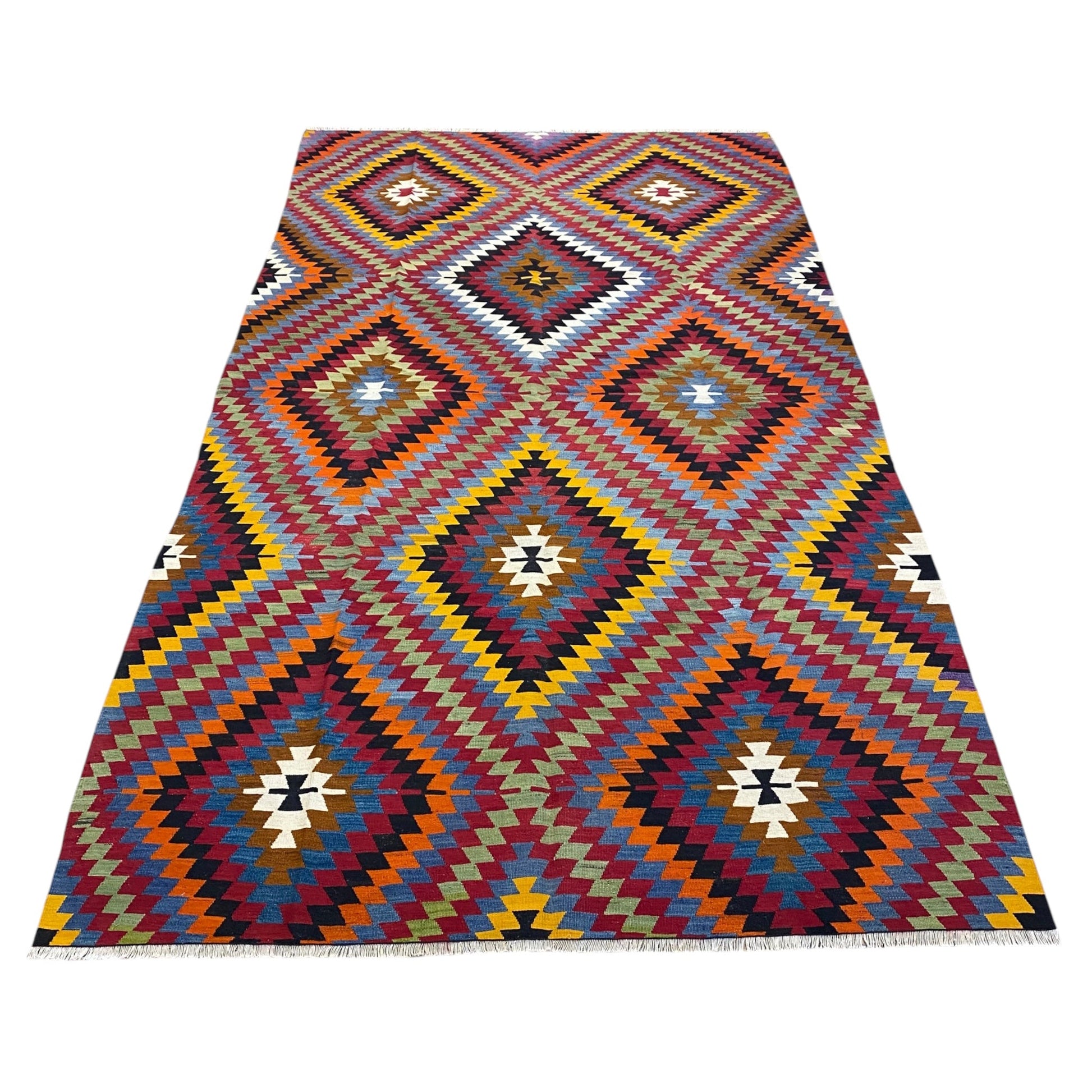 Turkish Afyon Dinar Eye Dazzler Area Kilim Rug - Kilim Art Gallery