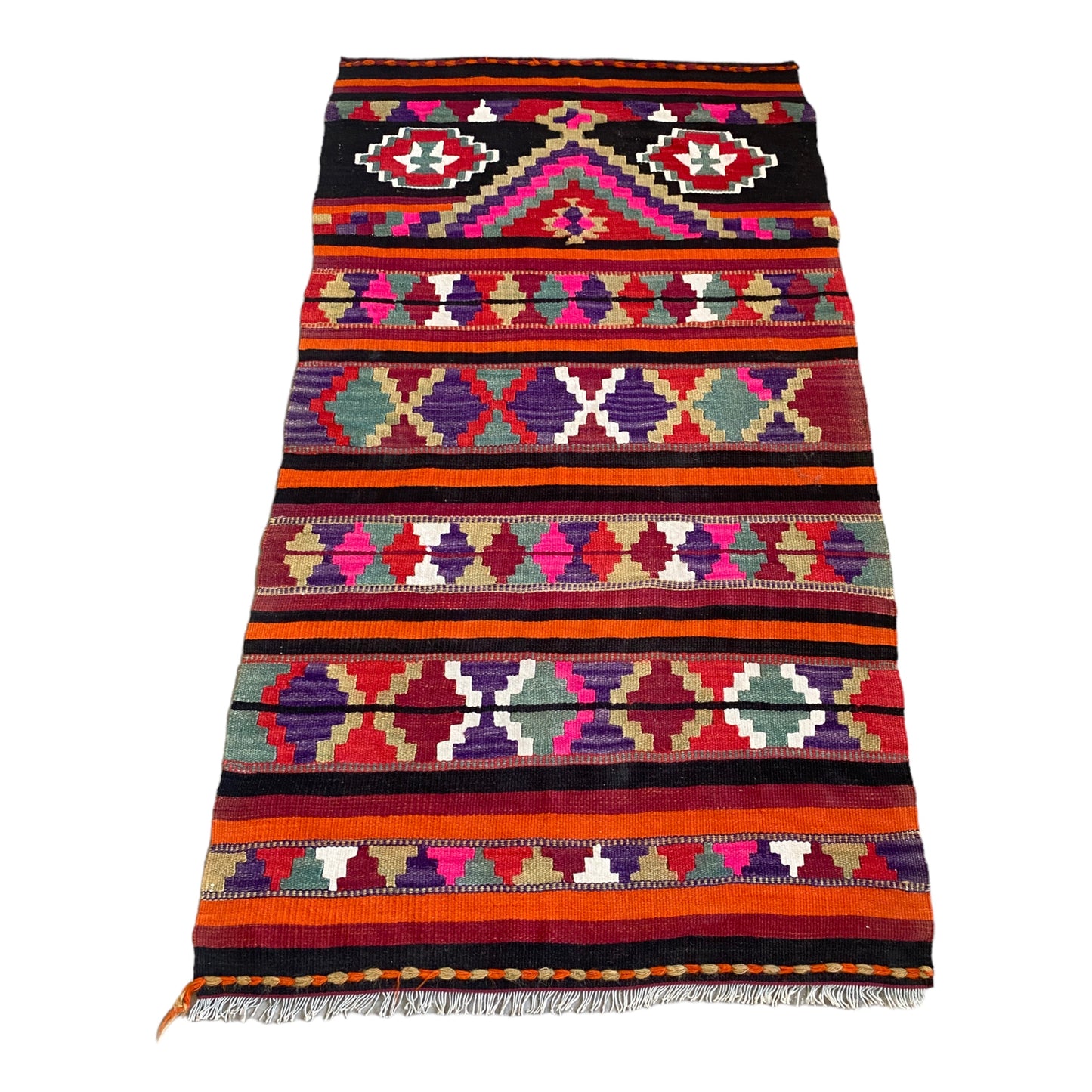 Turkish Malatya Pütürge Pink Boho Kelim / Kilim Rug - Kilim Art Gallery