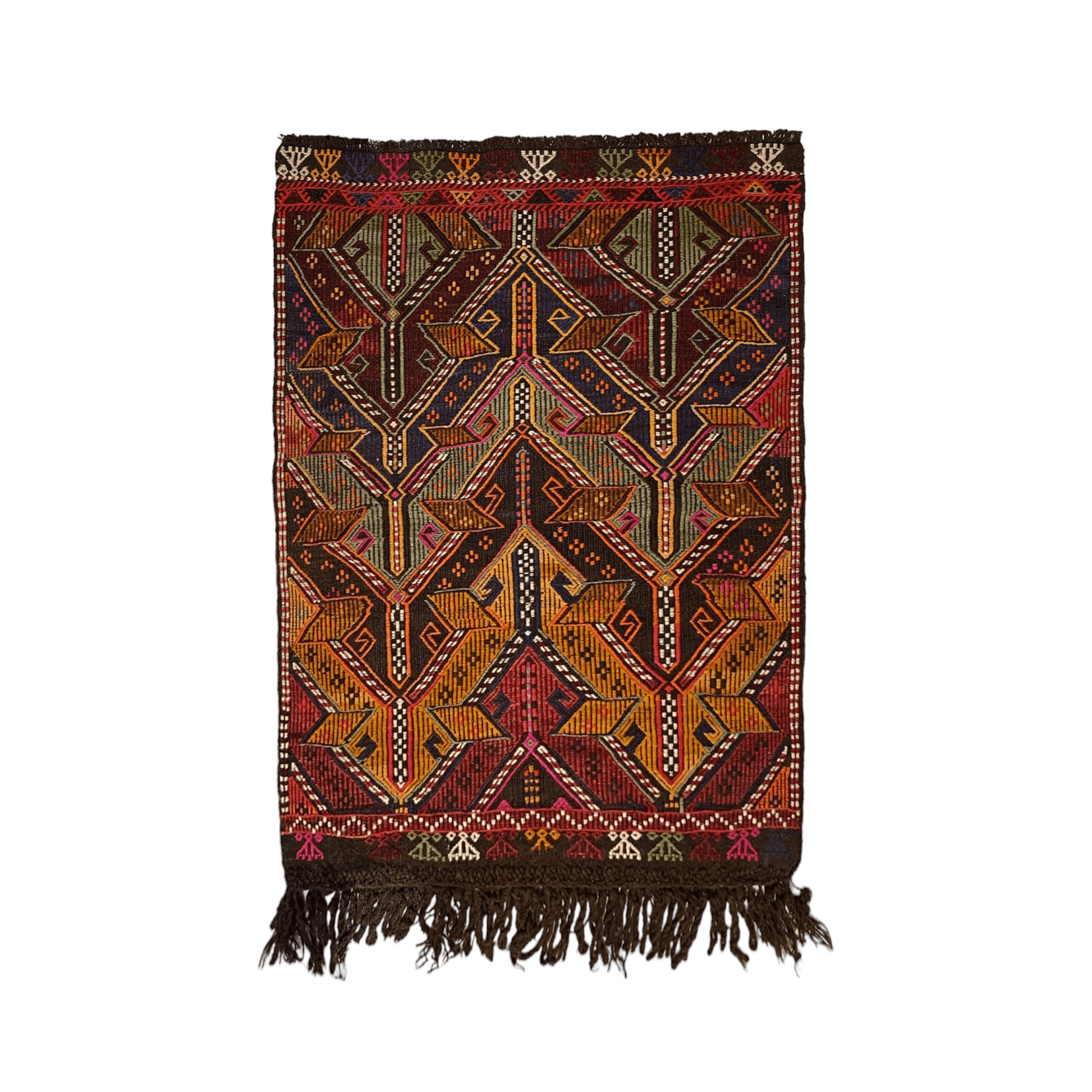 Turkish Nomadic Cicim Embroidered Kelim Rug - Kilim Art Gallery