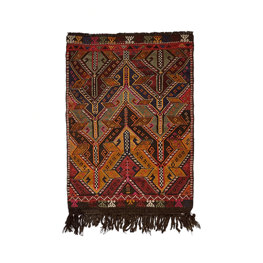 Turkish Nomadic Cicim Embroidered Kelim Rug - Kilim Art Gallery