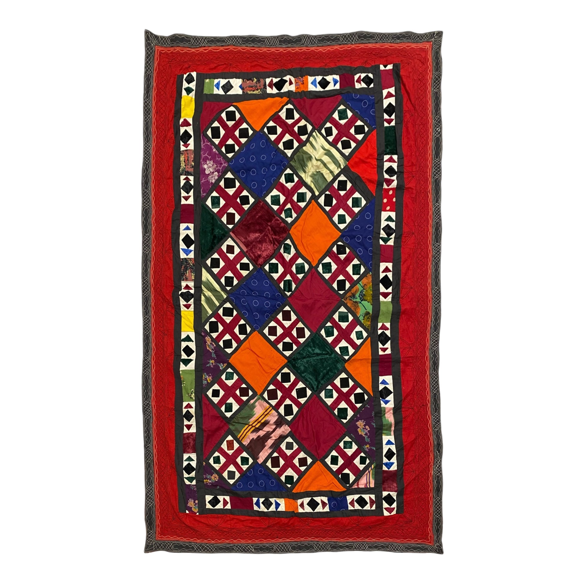 Turkmen Plain Weave / Twill Weave Patchwork Wall Hanging - Kilim Art Gallery