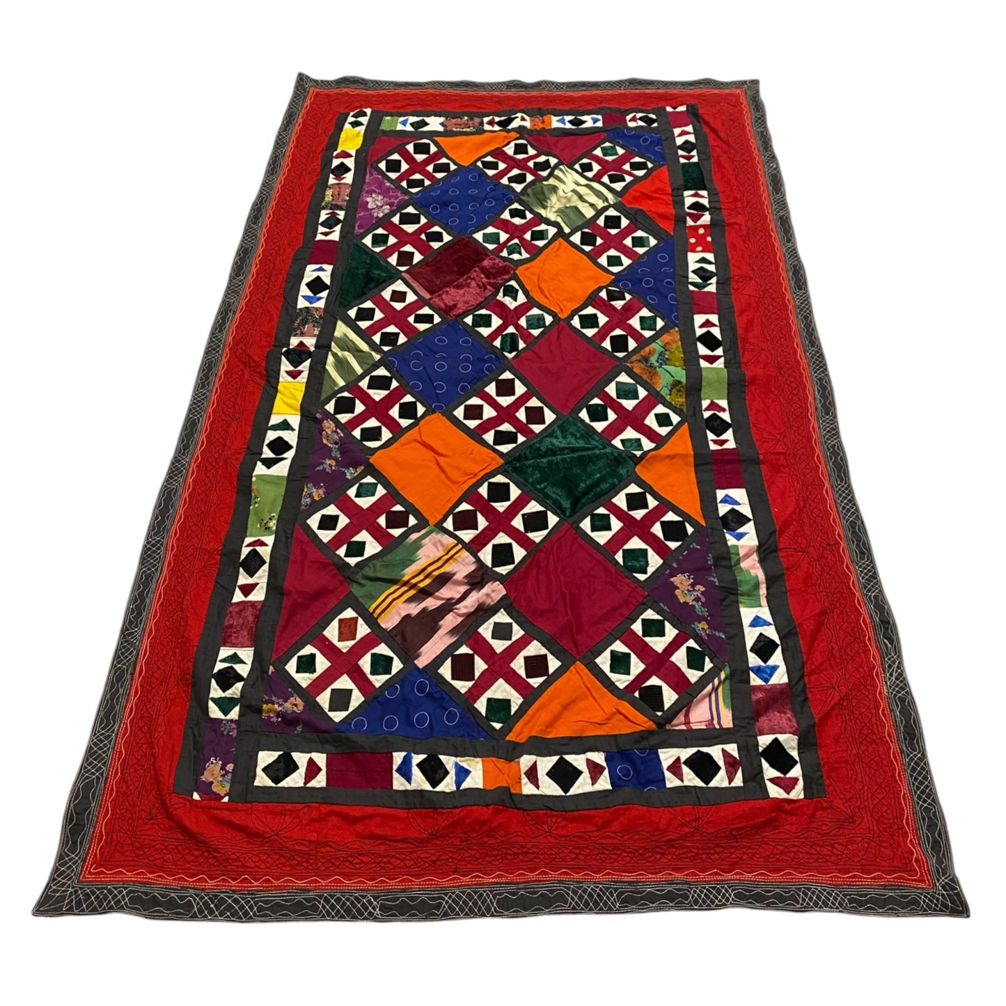 Turkmen Plain Weave / Twill Weave Patchwork Wall Hanging - Kilim Art Gallery