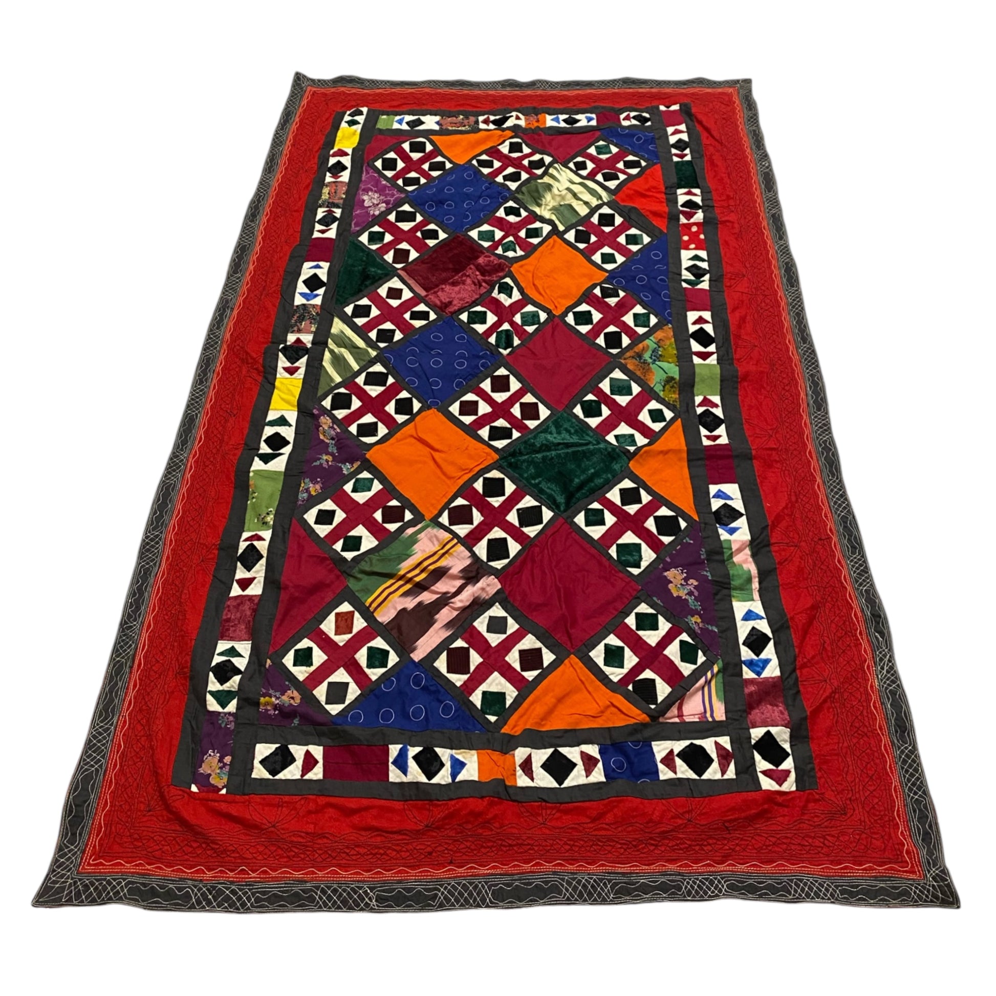 Turkmen Plain Weave / Twill Weave Patchwork Wall Hanging - Kilim Art Gallery