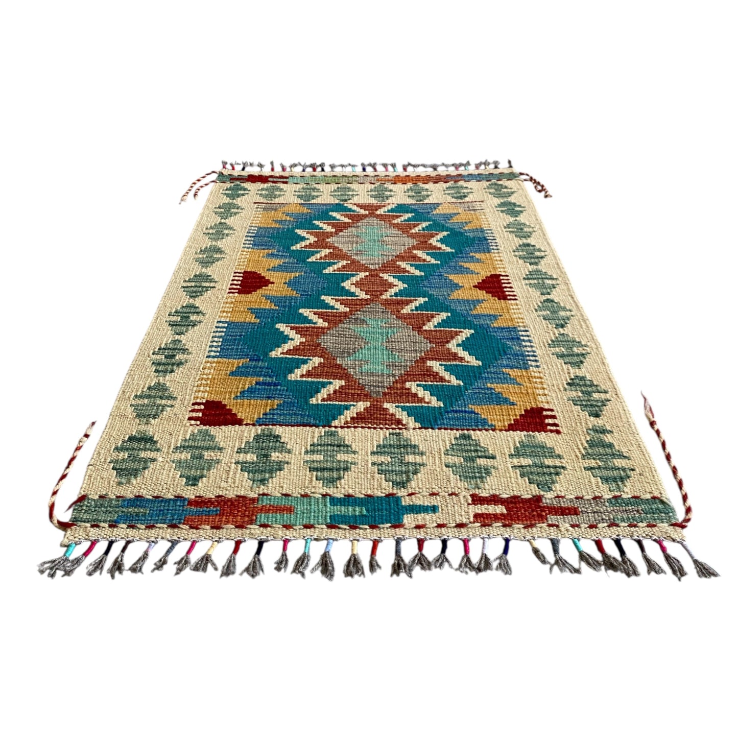 Turqoise Blue Kilim Doormat Bath Mat Rug - Kilim Art Gallery