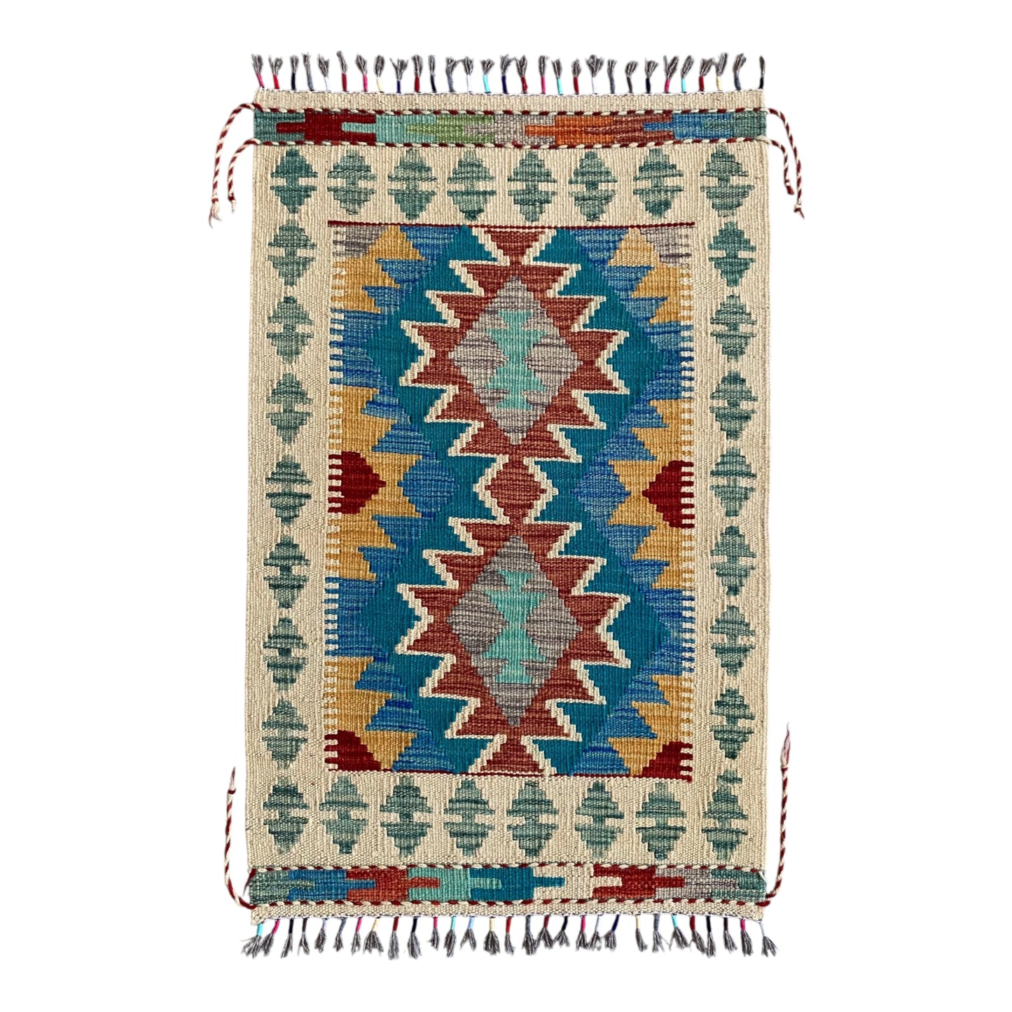 Turqoise Blue Kilim Doormat Bath Mat Rug - Kilim Art Gallery