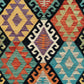 Turquoise Black White Terracotta Geometric Area Kilim Rug - Kilim Art Gallery