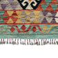 Turquoise Black White Terracotta Geometric Area Kilim Rug - Kilim Art Gallery