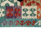 Turquoise Black White Terracotta Geometric Area Kilim Rug - Kilim Art Gallery