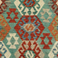 Turquoise Blue Terracotta Black White Area Kilim Rug - Kilim Art Gallery