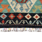 Turquoise Blue Terracotta Black White Area Kilim Rug - Kilim Art Gallery