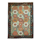 Turquoise Blue Terracotta Black White Area Kilim Rug - Kilim Art Gallery