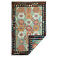 Turquoise Blue Terracotta Black White Area Kilim Rug - Kilim Art Gallery