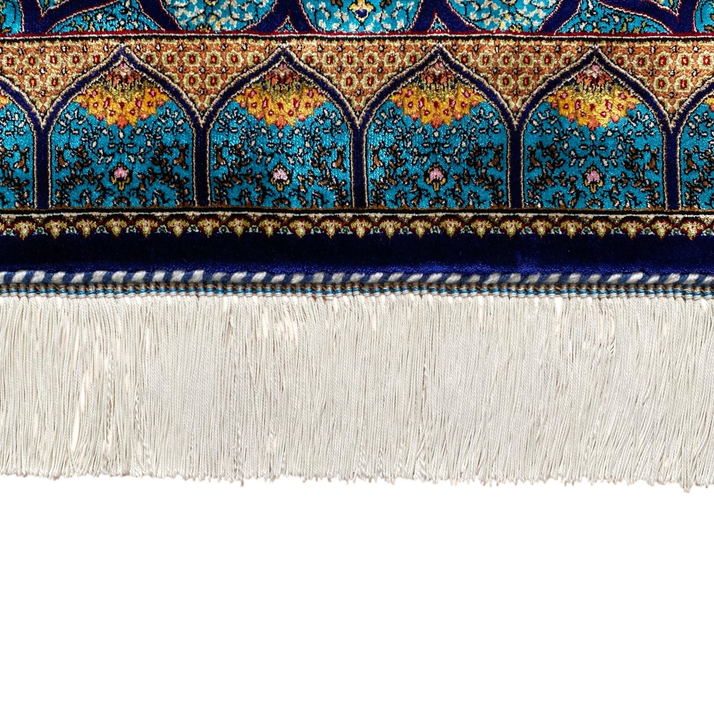 Turquoise Navy Blue Dome Silk Rug - Kilim Art Gallery