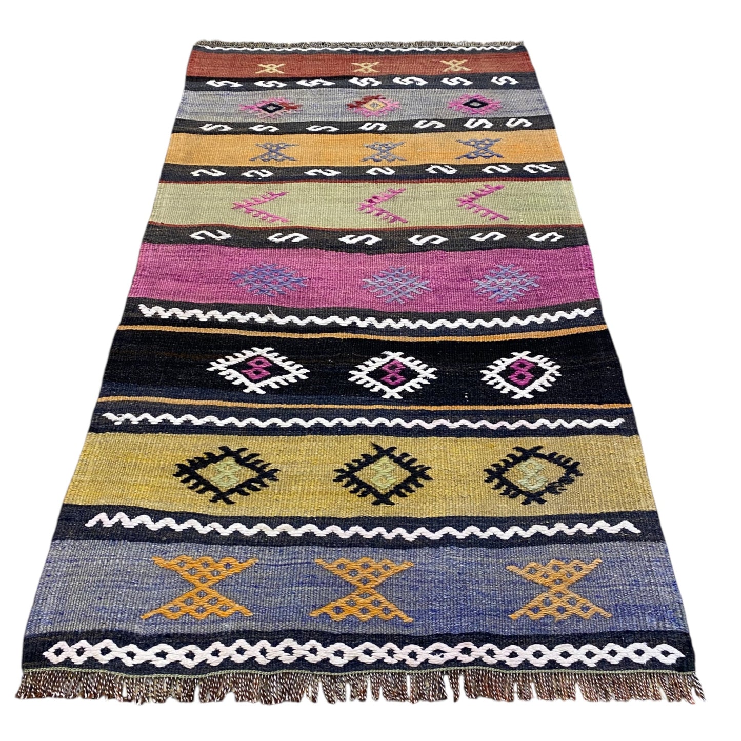 Vintage Anatolian Nomadic Boho Kilim Rug - Kilim Art Gallery