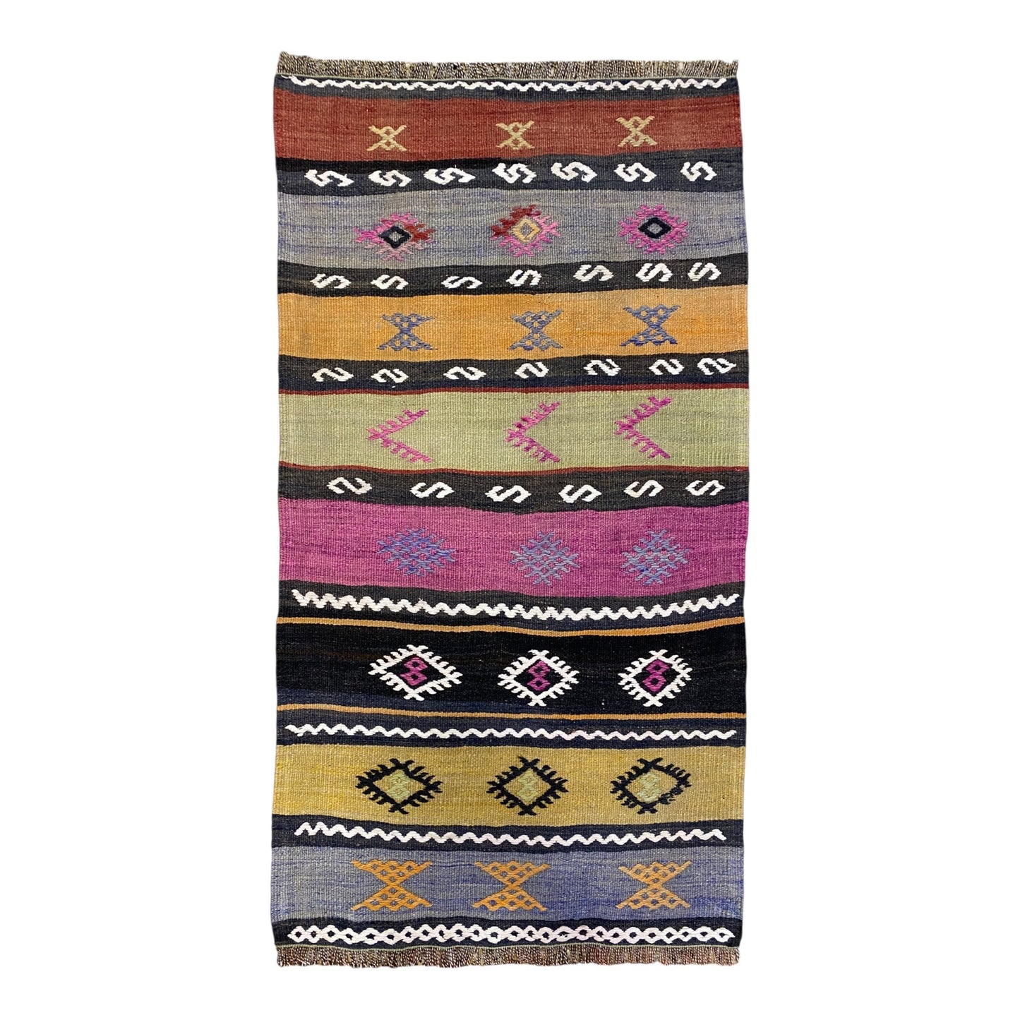 Vintage Anatolian Nomadic Boho Kilim Rug - Kilim Art Gallery