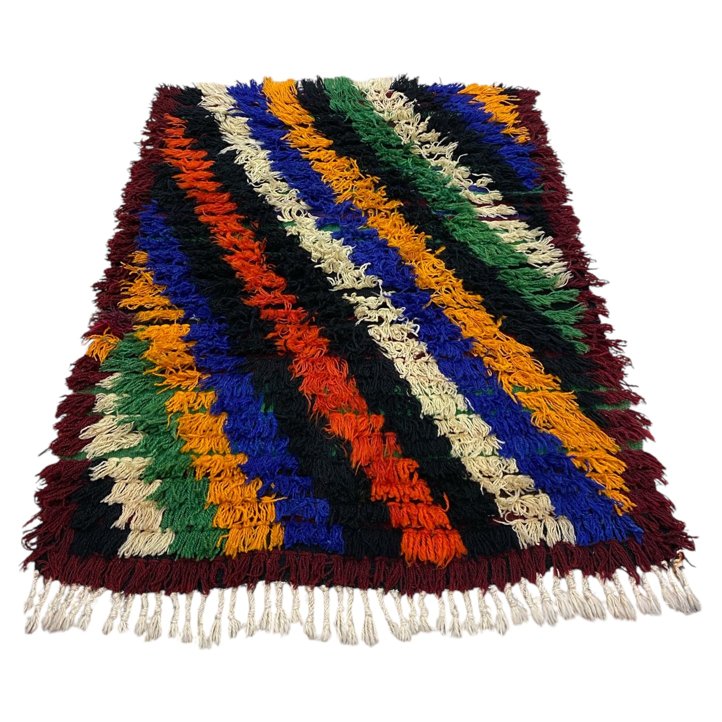 Vintage Anatolian Shaggy Tüllü Yatak Rug