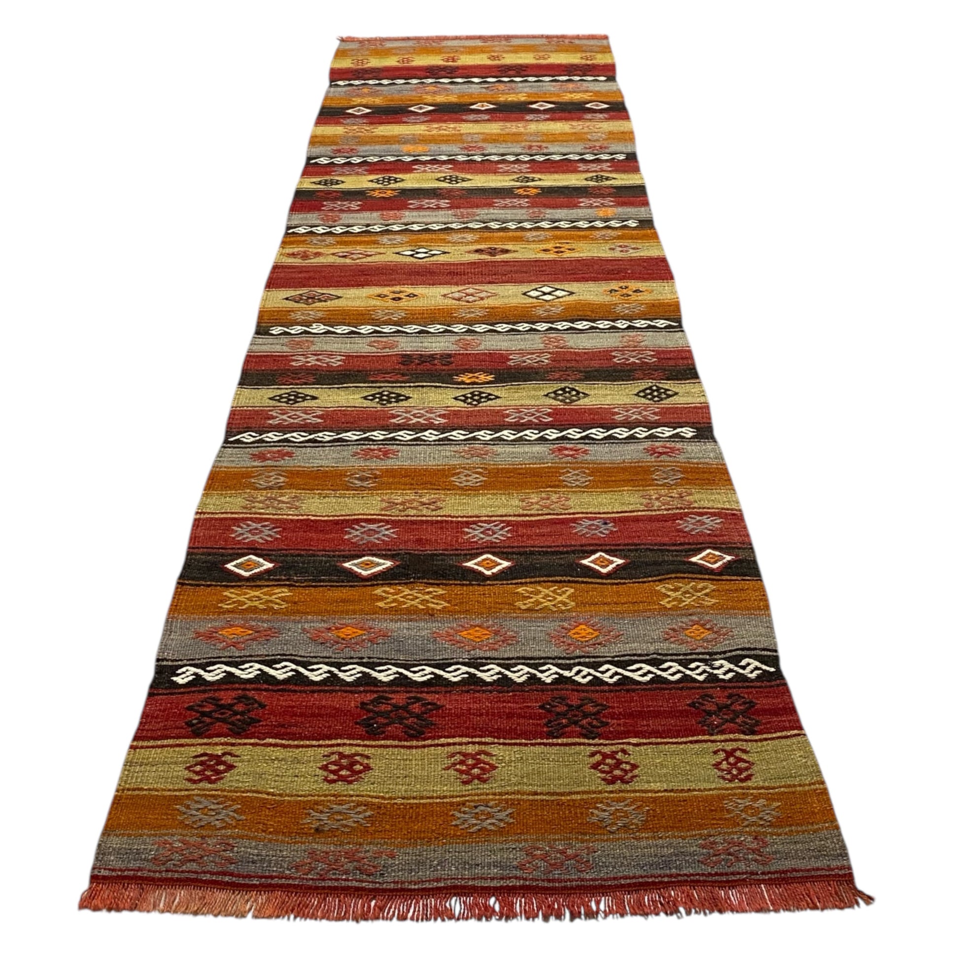 Vintage Anatolian Turkish Kilim Runner Rug - Kilim Art Gallery