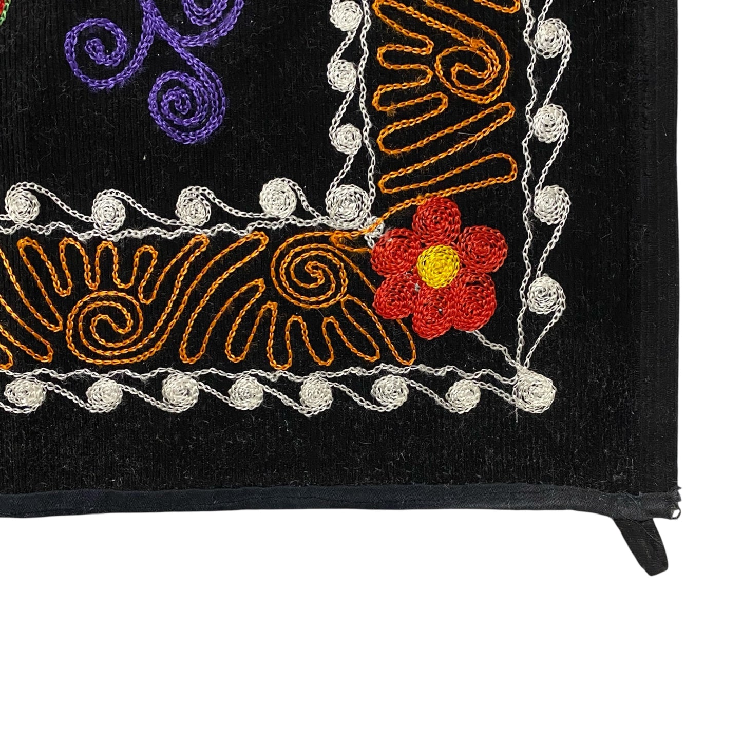 Vintage Black Velvet Suzani Wall Hanging - Kilim Art Gallery