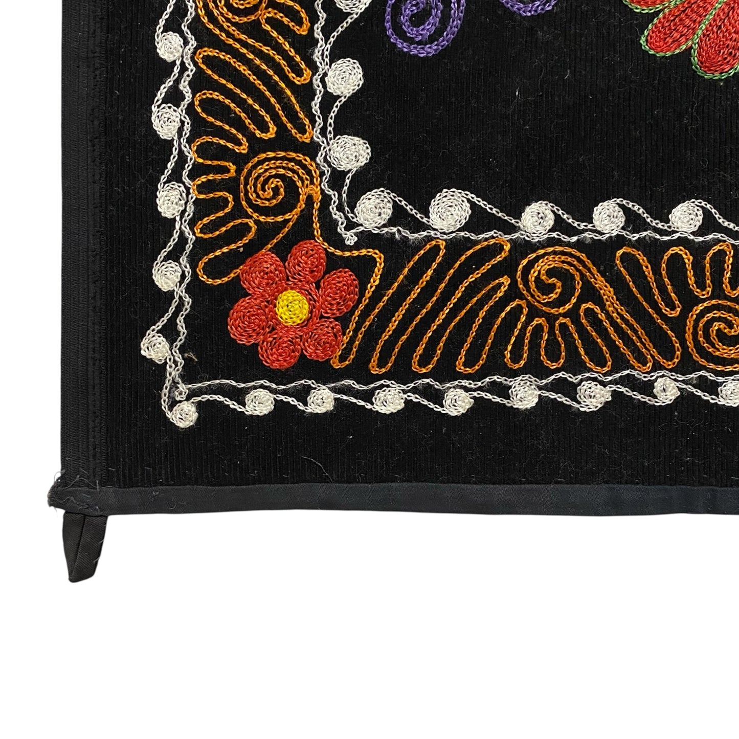 Vintage Black Velvet Suzani Wall Hanging - Kilim Art Gallery