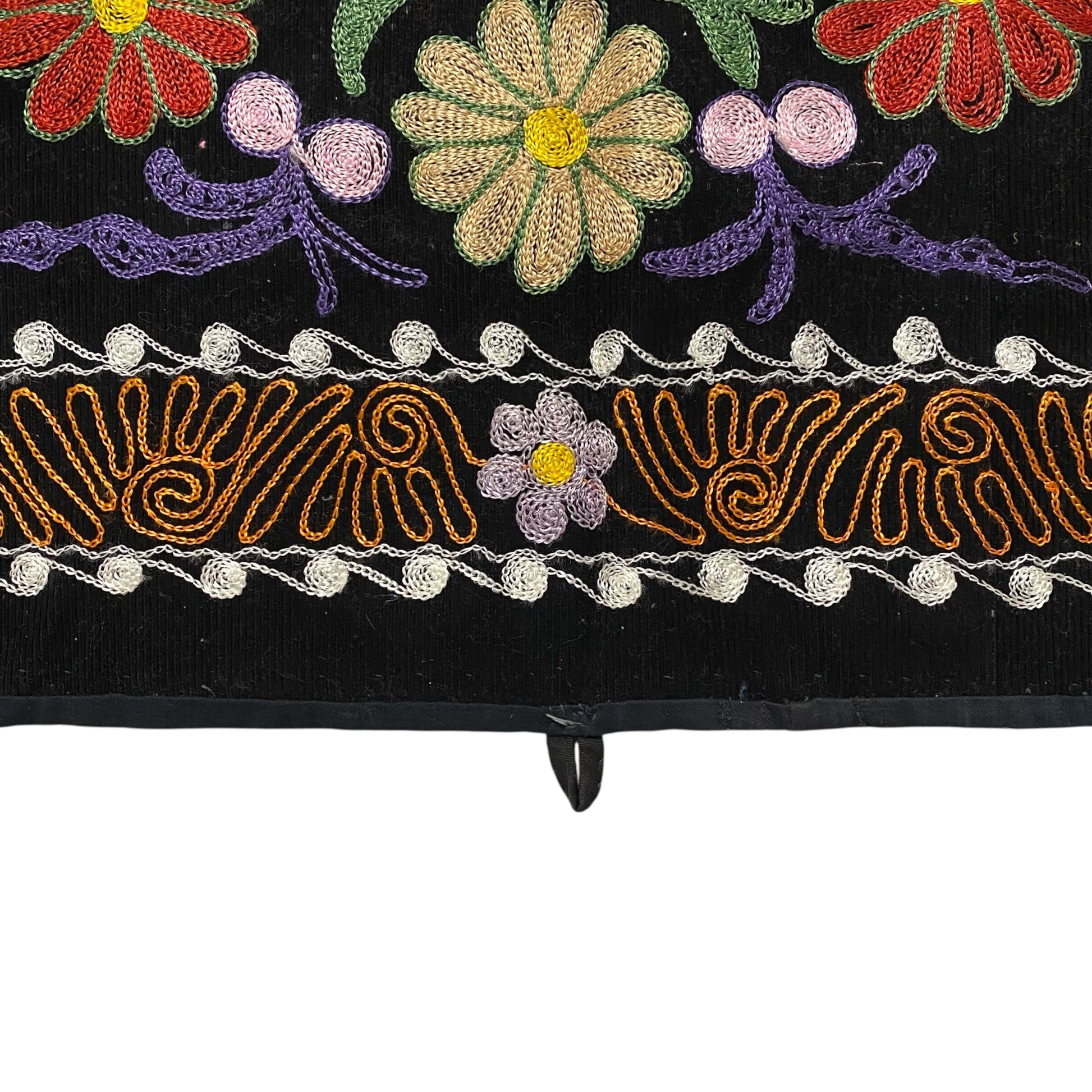 Vintage Black Velvet Suzani Wall Hanging - Kilim Art Gallery