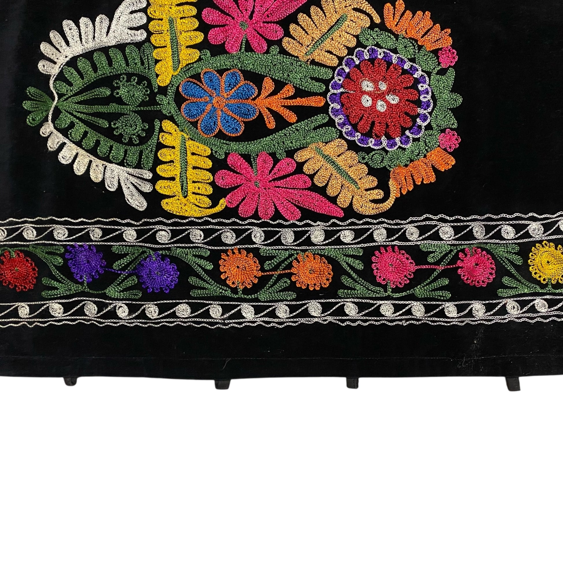 Vintage Black Velvet Uzbek Suzani Wall Hanging / Bed Spread / Table Cover / Blanket / Throw / Tapestry - Kilim Art Gallery