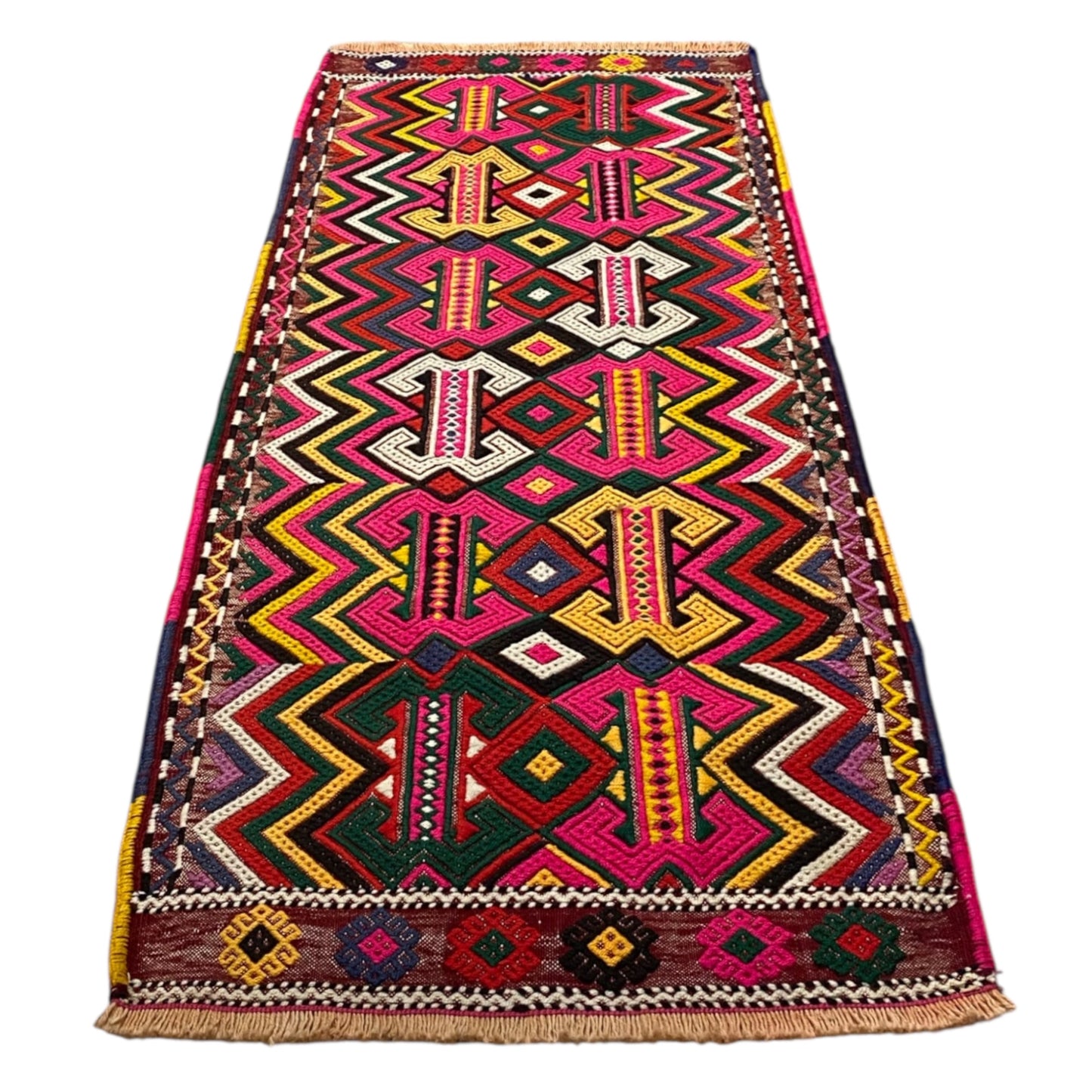 Vintage Bohemian Turkish Cicim Kilim Rug - Kilim Art Gallery