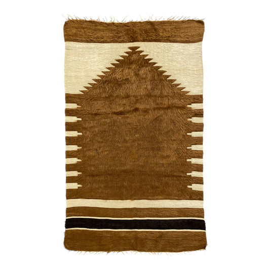 Vintage Brown Angora Mohair Siirt Blanket Kilim Prayer Rug - Kilim Art Gallery