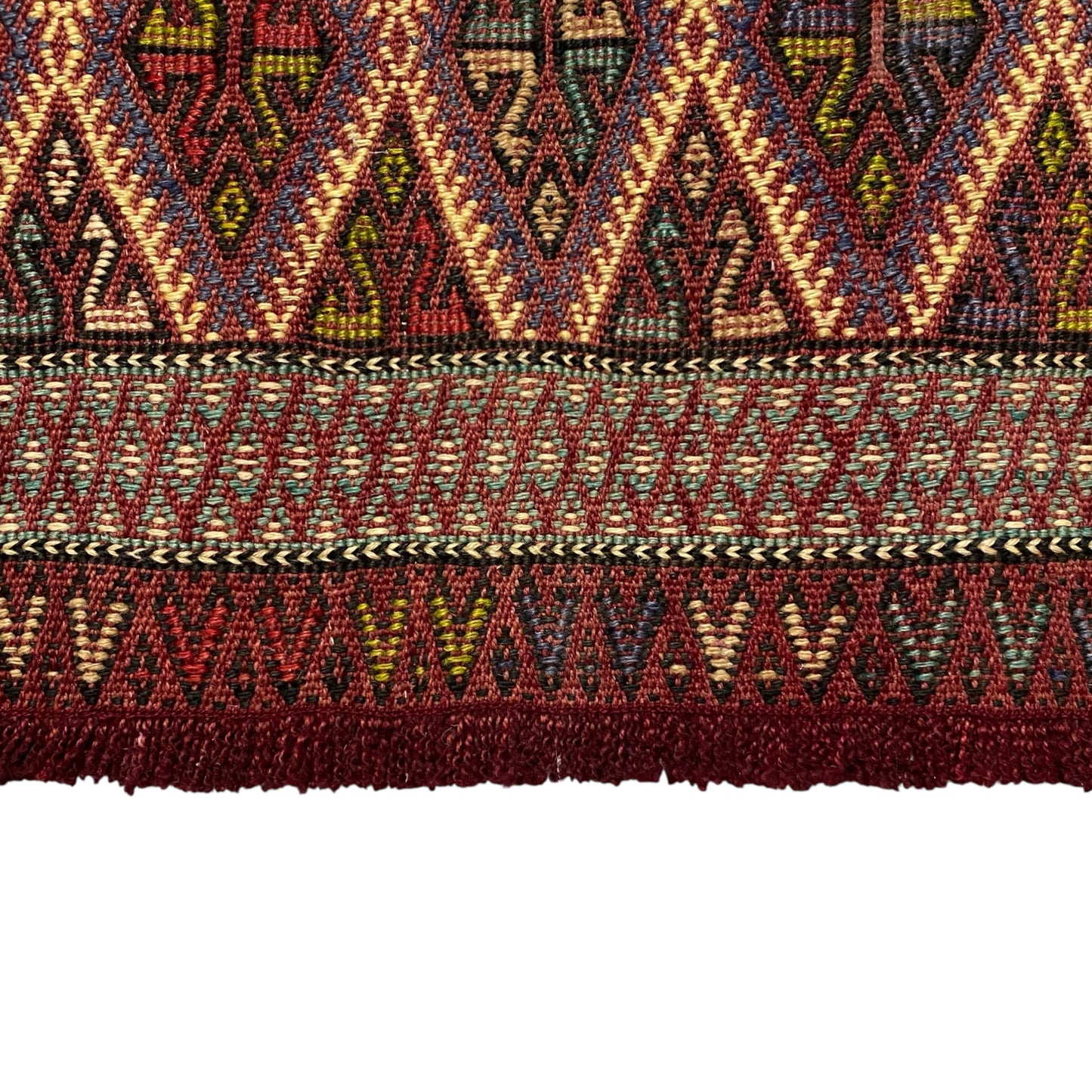 Vintage Burgundy Karapinar / Obruk Cicim Kilim Rug Doormat - Kilim Art Gallery