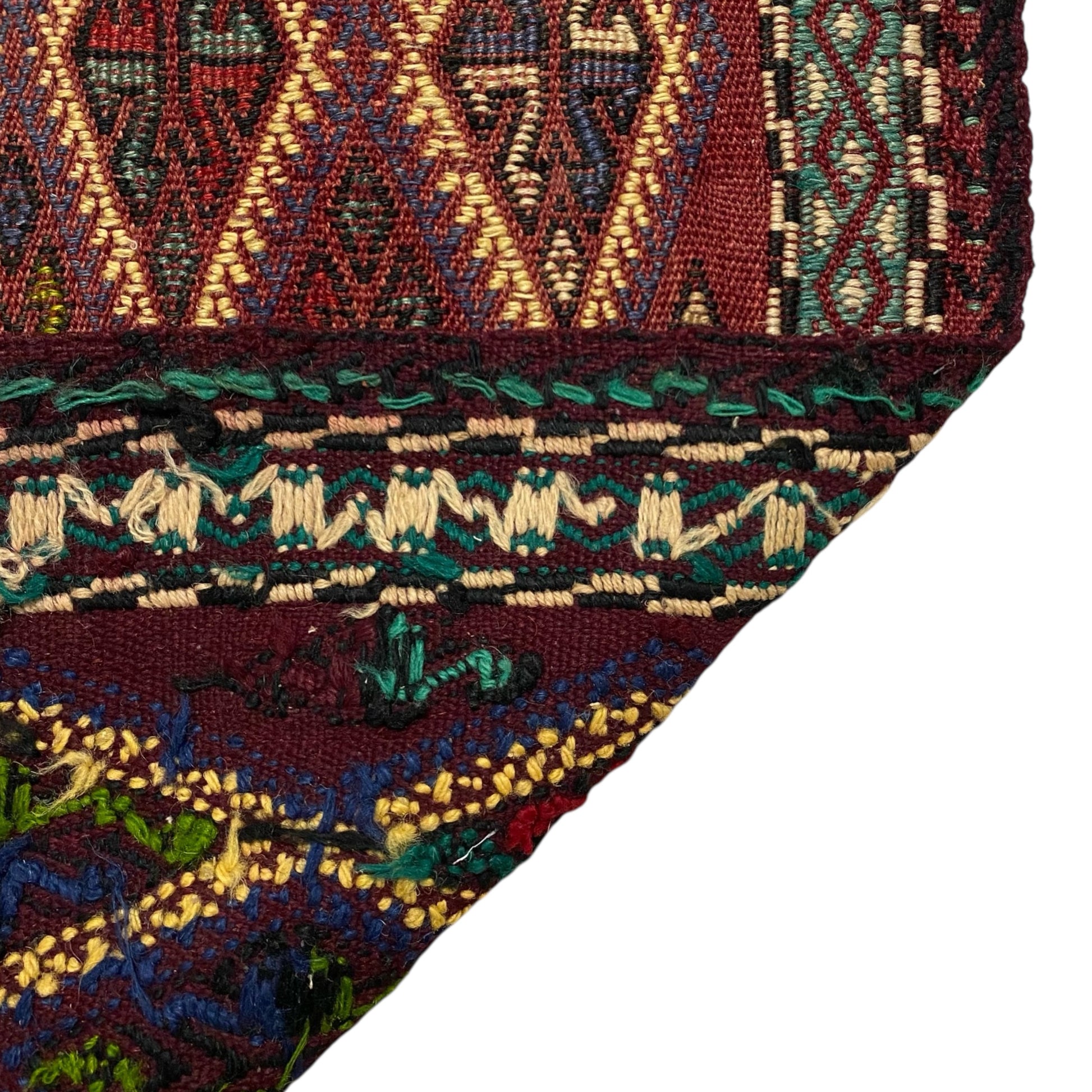 Vintage Burgundy Karapinar / Obruk Cicim Kilim Rug Doormat - Kilim Art Gallery